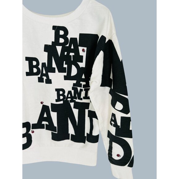 BAND OF OUTSIDERS Terry Cotton Sweatshirt Large Print in Black & White Size 2 - Picture 4 of 10